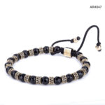 AR4047 bratara aur cu snur si pietre semipretioase onix ARJewels